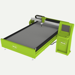 Máquina mesa pantógrafo plasma verde y plateada para uso doméstico y profesional. Productos AURI, Rosario